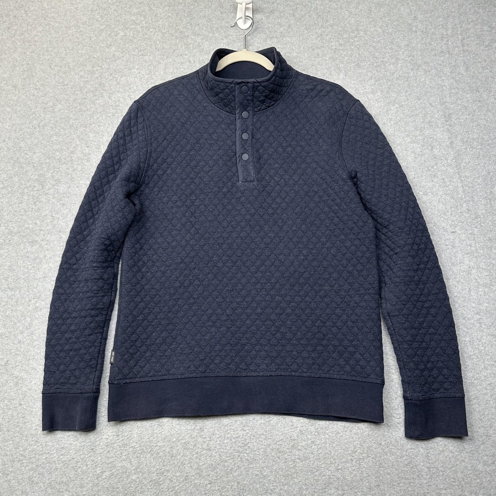 Jack Spade Pullover Mens Small Navy Quilted Snap Mock Neck Henley Sweatshirt
